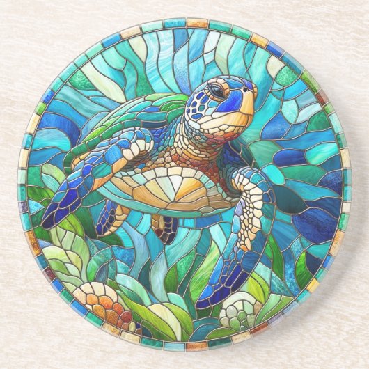 Dessous de verre de grès de la tortue de mer (Devant)