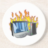 Dessous de verre de grès de l'incendie informatiqu (Devant)