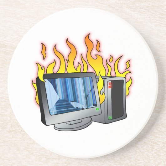 Dessous de verre de grès de l'incendie informatiqu (Devant)