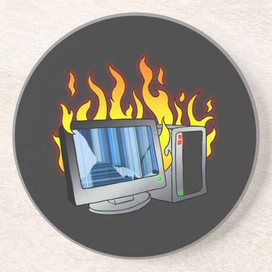 Dessous de verre de grès de l'incendie informatiqu (Devant)