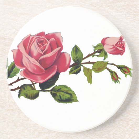 Dessous de verre de grès de rose rouge (Devant)