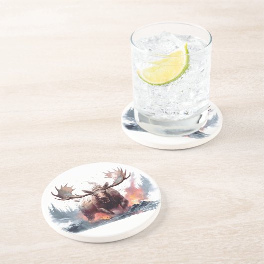 Dessous de verre de grès de Yellowstone Moose (Côté)