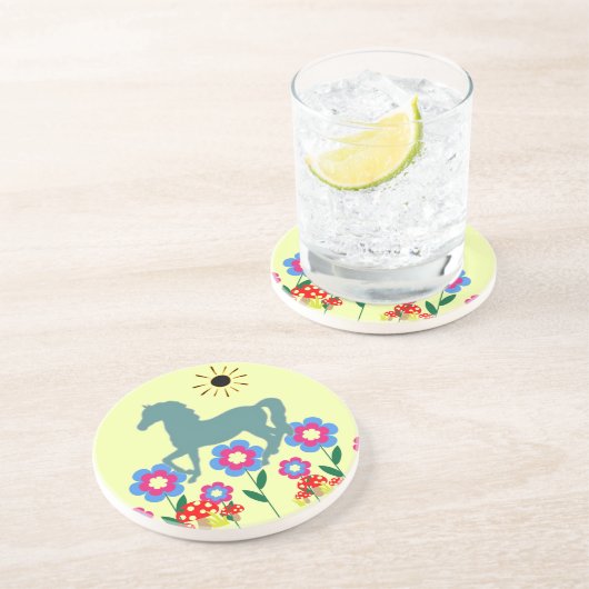 Dessous de verre de grès des chevaux (Côté)