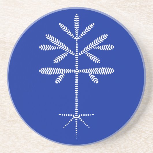 Dessous de verre de grès en Bleu avec écaillage bl (Devant)