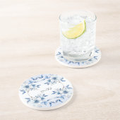 Dessous de verre de grès en grès de Fleurs Bleues  (Côté)