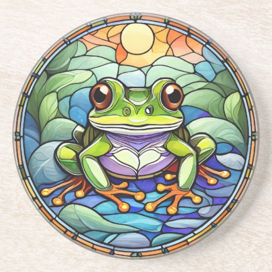 Dessous de verre de grès en grès de grenouille en (Devant)