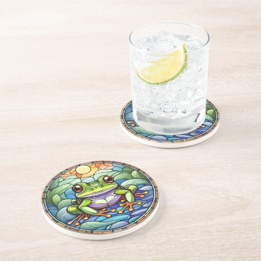 Dessous de verre de grès en grès de grenouille en (Côté)