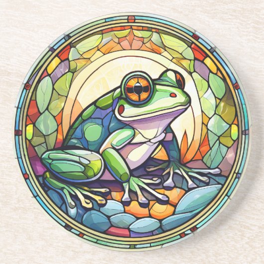 Dessous de verre de grès en grès de grenouille en (Devant)