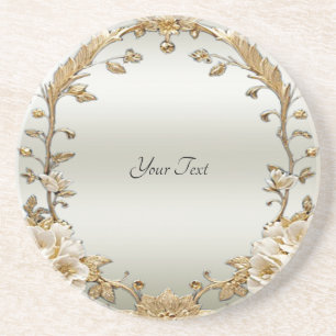 Dessous de verre de grès en grès orné d'or