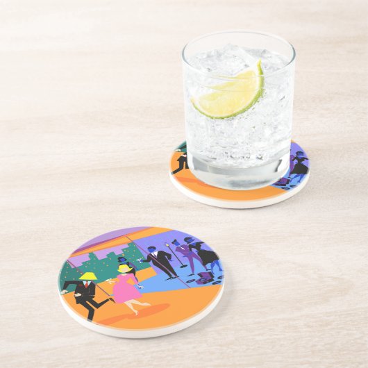 Dessous de verre de grès en grès urbain rétro sur (Côté)