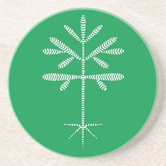 Dessous de verre de grès en vert avec écaillage bl (Devant)