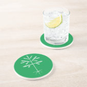 Dessous de verre de grès en vert avec écaillage bl (Côté)