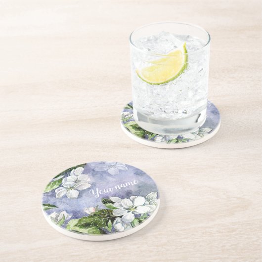 Dessous de verre de grès fleur de pomme (Côté)