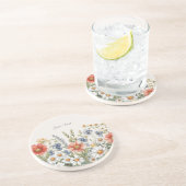 Dessous de verre de grès Fleur sauvage coloré (Côté)