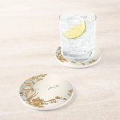 Dessous de verre de grès Floral Feuille Golden Wav (Côté)