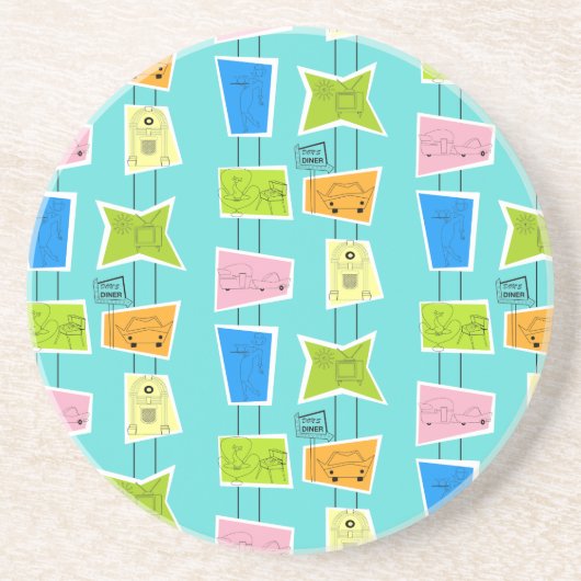 Dessous de verre de grès kitsch atomique rétro (Devant)