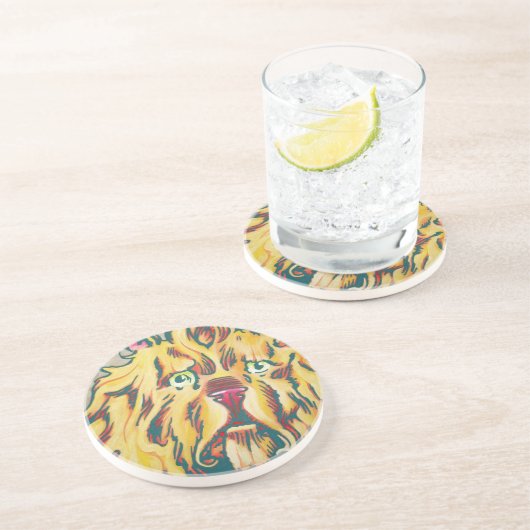 Dessous de verre de grès - lion lâche (Côté)