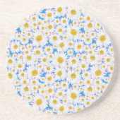 Dessous de verre de grès : Marguerites blanches su (Devant)