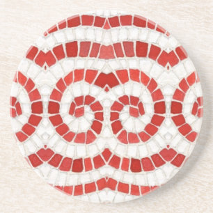 DESSOUS DE VERRE de grès rond MOSAIC IONIQUE ROUGE