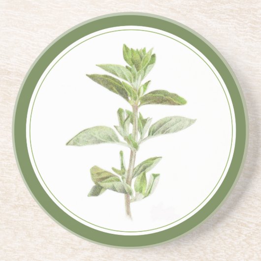 DESSOUS DE VERRE de grès rond OREGANO FRAIS -texte (Devant)