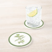 DESSOUS DE VERRE de grès rond OREGANO FRAIS -texte (Côté)