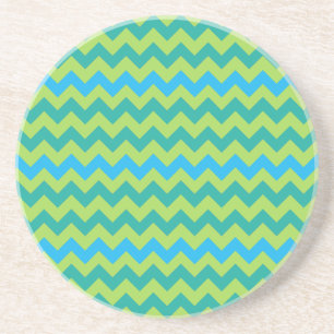 Dessous de verre de grès rond : Turquoise, Chevron
