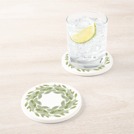 DESSOUS DE VERRE de grès rond WREATT SAGE (Côté)