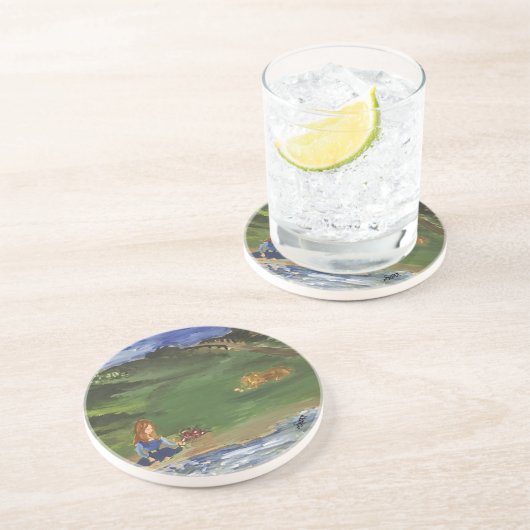 Dessous de verre de grès : Thème de printemps (Côté)