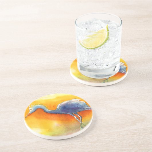 Dessous de verre de héron de coucher du soleil (Côté)