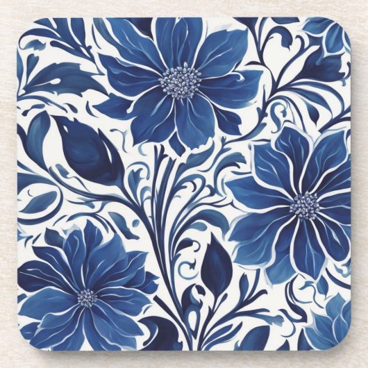 dessous de verre de jardin à fleurs indigo (Devant)