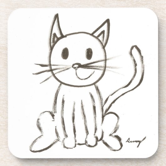 Dessous de verre de Kitty Peint - Ensemble de 6 (Devant)
