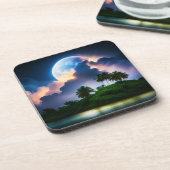 Dessous de verre de la lune de l'île tropicale (Côté gauche)