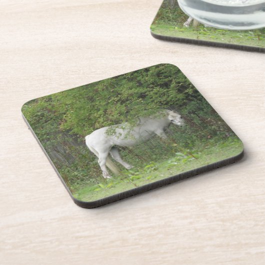 Dessous de verre de liège à Cheval Blanc timide (Côté gauche)