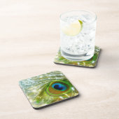 Dessous de verre de liège à plume de paon mousseux (Côté Droit)