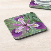 Dessous de verre de liège en iris violet (Côté gauche)