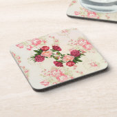 Dessous de verre de liège rose roses (Côté gauche)