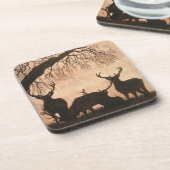 Dessous de verre de mâles de cerfs communs rouges (Côté gauche)