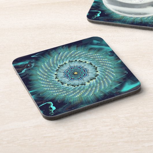 Dessous de verre de mandala de turquoise et d'Aqua (Côté gauche)