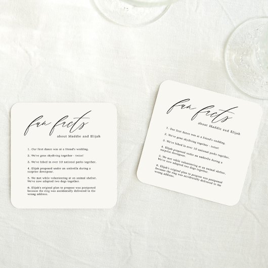 Dessous de verre de mariage Faits amusants avec po