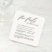 Dessous de verre de mariage Faits amusants avec po