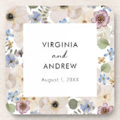 Dessous de verre de mariage floral botanique moder (Devant)