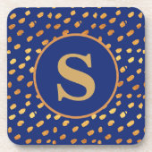 Dessous de verre de monogramme bleu et or de la Ma (Devant)