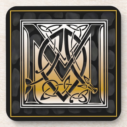 dessous de verre de monogramme de pierre noire Cel (Devant)