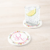 Dessous de verre de monogramme rose (Côté)