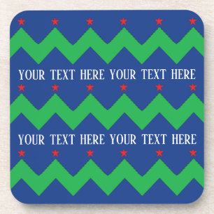 Dessous de verre de Noël Arbres verts et étoiles r