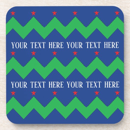 Dessous de verre de Noël Arbres verts et étoiles r (Devant)