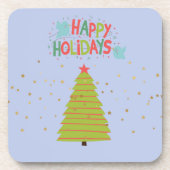 Dessous de verre de Noël avec arbre et Joyeuses fê (Devant)