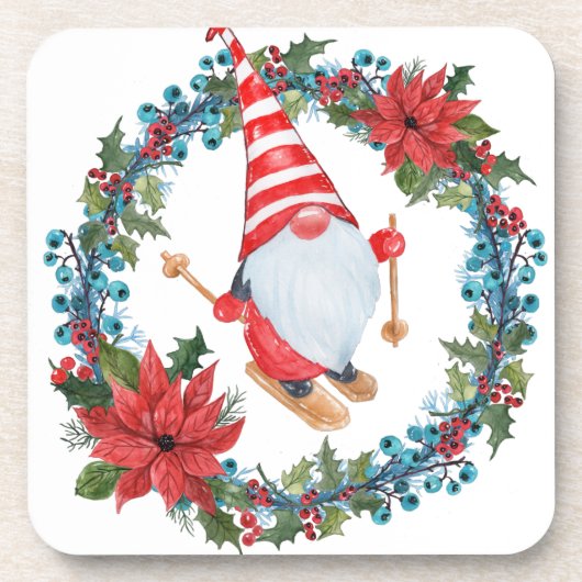 Dessous de verre de Noël avec Gnome et Wreath (Devant)