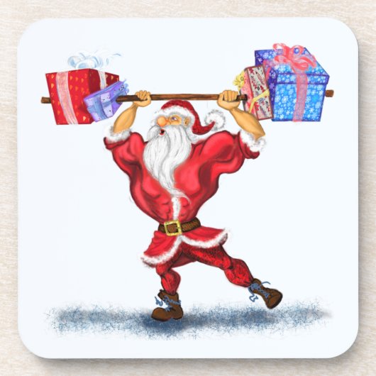 Dessous de verre de Noël Bodybuilder Père Noël ave (Devant)
