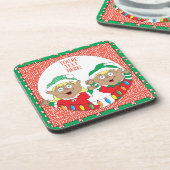 Dessous de verre de Noël Elf de couleur heureux (Côté gauche)